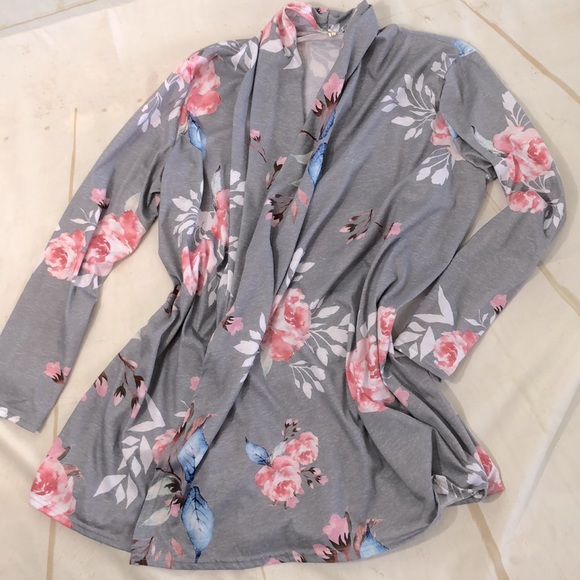 Jackets & Blazers - Lightweight Floral Knit Topper Jacket size L